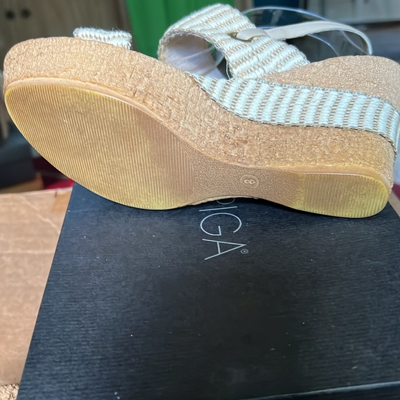 Onex Striped Wedge Platform Cork Sandals in Sz 8 - Picture 12 of 14